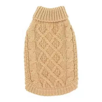 Вязаная одежда для собак Теплый свитер с высоким воротом для собак от маленьких до крупных размеров Пуловер для питомца для зимнего тепла Дизайн на 2 лапы M бежевый