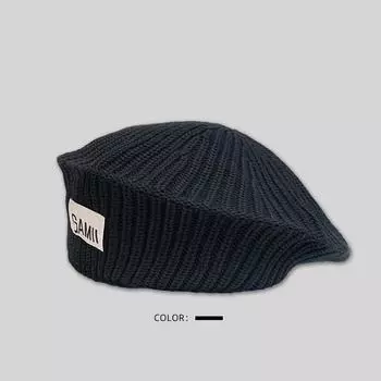 Вязаная осенне-зимняя шапка, простой берет, винтажные английские береты, теплая шерстяная шапка-бини, женская уличная кепка для девочек, женские береты, шапки чёрный
