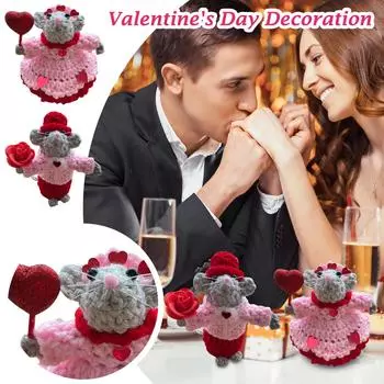 Вязаная пара ко Дню святого Валентина в виде мышки, украшение для дома, подарки для влюбленных, товары для мероприятий One Size