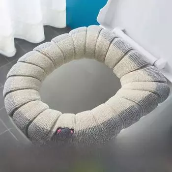 Вязаная подушка на сиденье унитаза в форме буквы О с рисунком из мультфильма - толстый, моющийся чехол Nordic style розовый