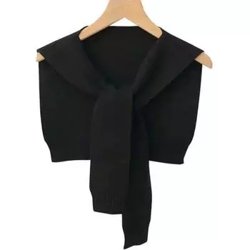 Вязаная полосатая маленькая шаль женская летняя универсальная для отдыха на открытом воздухе с кондиционером для комнаты, защита плеч и шеи, тонкий накладной воротник 80-100cm небесно-голубой