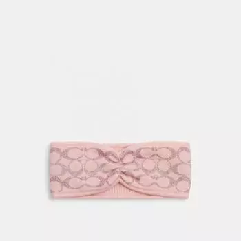 Вязаная повязка на голову Coach Signature металлизированного цвета