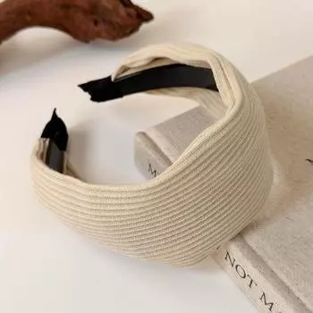 Вязаная ретро повязка на голову, расширяющаяся, женская, элегантный обруч для волос, однотонная широкая повязка для волос, женская модная, осенне-зимний аксессуар для волос