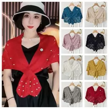 Вязаная шаль для женщин, вязаный шарф, ажурные шерстяные шарфы, простая шейная повязка для путешествий чёрный