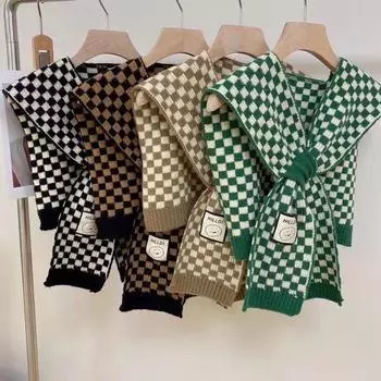 Вязаная шаль с шахматным узором, подплечники, маленькие шали, женские наряды, иностранный стиль, жилет, шарф, поддельный воротник. 85*42