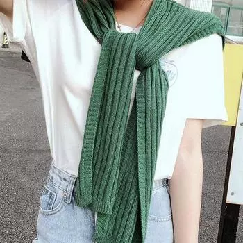 Вязаная шаль женская однотонная наплечная тонкая кардиганная завязка шарф розовый