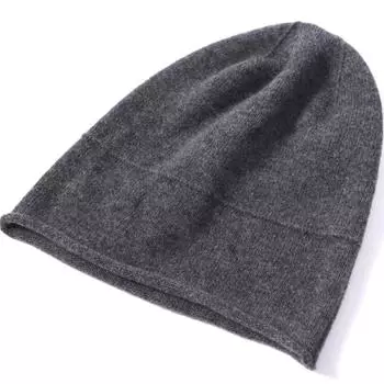 Вязаная шапка 100% мериносовая шерсть Неполовая шапка-пуловер Зимняя теплая однотонная однотонная мягкая шапка Модная повседневная женская шапка-бини для мужчин One size