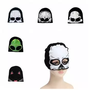 Вязаная шапка-балаклава на Хэллоуин, шапка-череп на Хэллоуин, забавная шапочка-скелет, косплей E