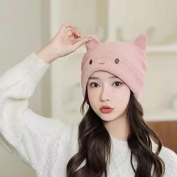 Вязаная шапка, детская шерстяная шапка, дышащий большой носок One Size бежевый