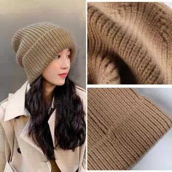 Вязаная шапка для детей, универсальная, теплая, толстая, повседневная, модная вязаная шапка хаки