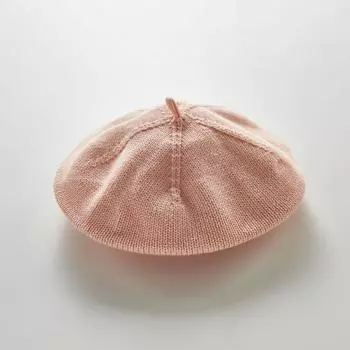 Вязаная шапка для младенцев, детский иностранный берет, дышащая однотонная шапка художника one size fits all чёрный