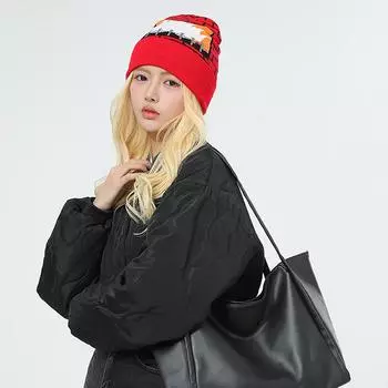 Вязаная шапка для мужчин и женщин, качественная шапка-бини, сетка, красный дизайн, ниша as the picture