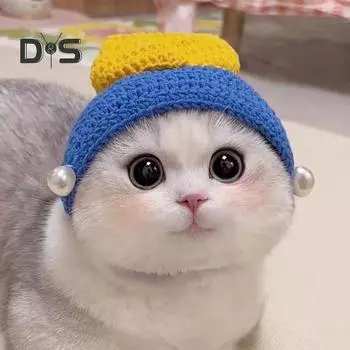 Вязаная шапка для питомца, связанная крючком вручную, аксессуар для костюма бога богатства лягушки, теплая зимняя шапка для питомца для маленьких кошек и собак M