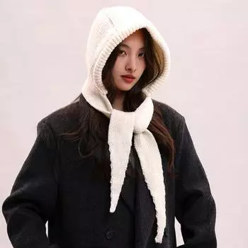 Вязаная шапка для защиты ушей, отстегивающаяся шапка, женская осенне-зимняя, устойчивая к холоду, шапка для защиты ушей, однотонная, толстая, теплая, пуловерная шапка one size красный