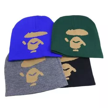 Вязаная шапка, европейская и американская хип-хоп шапка, и зимняя теплая шапка One Size чёрный