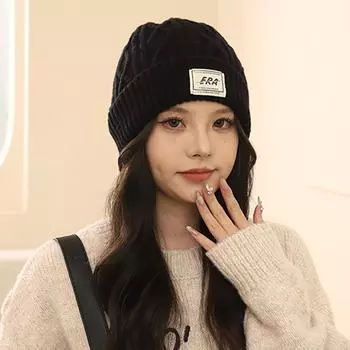 Вязаная шапка из бархата для детей, утолщенная для тепла зимой, для езды в холодную погоду, защитная шапка для ушей, корейская версия, универсальная вязаная шапка для мужчин one size