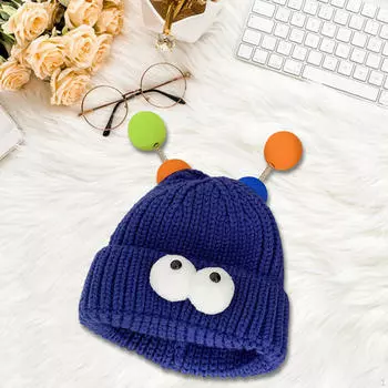 Вязаная шапка Little Monster для косплея, прочная, мягкая, креативная, для девочек, теплая, для уличных прогулок Bright Blue