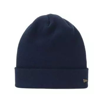 Вязаная шапка манжета металлический значок БЕСПЛАТНО BACIC CUFF KNIT METAL FLAG NVY [New Era] Navy/Navy