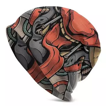 Вязаная шапка ONI MECHA, модные шапки-бини Oni, японские самураи, демонические черепа, лыжные шапки, хлопковые шапки с капюшоном One Size