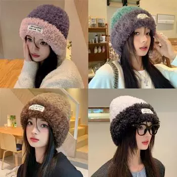 Вязаная шапка, подходящая по цвету, плюшевая универсальная теплая плюшевая шапка, симпатичная, замедляющая старение, шапка-пуловер M56-58cm