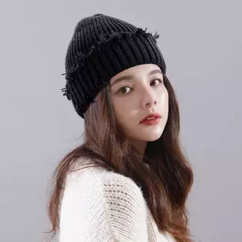 Вязаная шапка с дырками в стиле ретро, зима-осень, женская и мужская шапка, однотонные индивидуальные шапки унисекс, простые теплые шапки Gorras бежевый