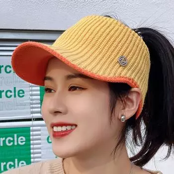 Вязаная шапка с плоским верхом, шапки с открытыми концами и завязками на шее для девочек, кепки с застежкой-молнией A1