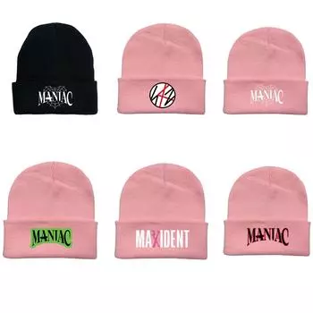 Вязаная шапка с принтом, флисовая шапка, теплая шапка для отдыха на природе, модная шапка One Size чёрный