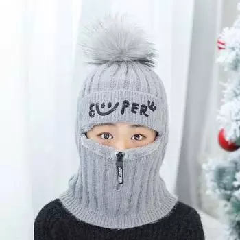 Вязаная шапка, шарф, Балаклава, детская теплая зимняя шапочка с черепами вино красного