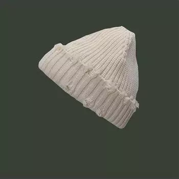 Вязаная шапка Skullies в стиле хип-хоп, осенне-зимняя утолщенная теплая мужская вязаная шапка-бини, однотонная модная уличная одежда, женские рваные шапки Skullies в стиле Харадзюку one size чёрный