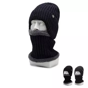 Вязаная шапка со снежинками, зимняя, для людей среднего и пожилого возраста, мужская, толстая, утепленная шерстяная шапка темно-синий