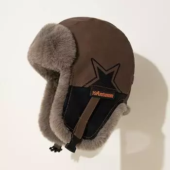Вязаная шапка Thunderbolt для мужчин и женщин на осень и зиму, теплая защита ушей, пятизвездочная полосатая шапка с подкладкой и утолщенной шерстью One Size