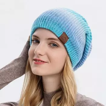 Вязаная шапка Trend Gradient Tie-Dye теплая шапка Rainbow Fashion Woolen Hat