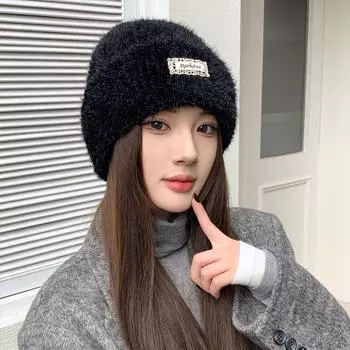 Вязаная шапка женская теплая модная парная однотонная утолщенная шерстяная шапка-мешок для защиты головы от ушей фланцевый пуловер шапка Tide One Size