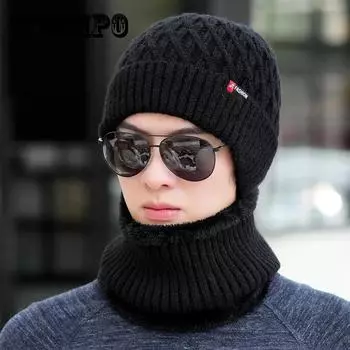 Вязаная шапка зимняя корейская версия Wild Plus Fluffy Line Cap защита от холода ухо толстая теплая вязаная шапка для мужчин темно серый