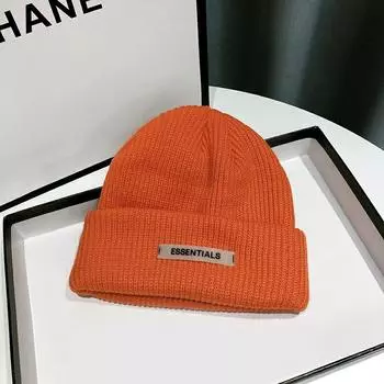 Вязаная шапка зимняя новая универсальная термосумка головная убор шерстяная шапка мужская модная брендовая осенне-зимняя шапка с изображением маленькой дынной кожуры холодная женская M56-58cm синий