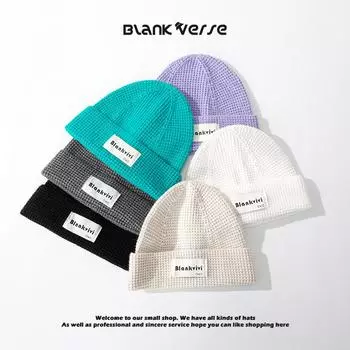 Вязаная шерстяная шапка детская осенне-зимняя нишевая универсальная шапка для лица маленькая пуловерная шапка защита ушей холодная теплая холодная шапка light board without label озеро синий