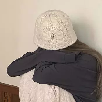 Вязаная шерстяная шапка для детей, осень и зима, лицо, маленькая универсальная, интернет-знаменитость, шляпа-ведро, большая окружность головы, прилив, раковина, шляпа M56-58cm чёрный