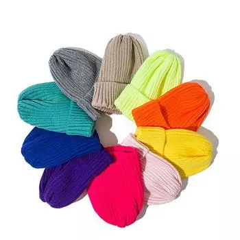 Вязаная шерстяная шапка для женщин, осенне-зимние шапки, корейские повседневные милые мужские холодные шапки One Size фиолетовый