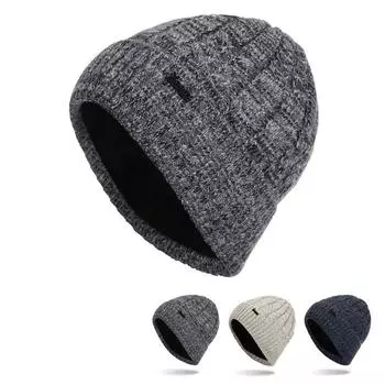 Вязаная шерстяная шапка, зимние шапки Skullies, толстый пуловер с рукавами, мужская уличная шапка, лыжная кепка бежевый