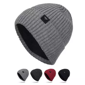 Вязаная шерстяная шапка, зимняя бархатная толстая кепка с рукавами-пуловером, мужская шапка, шапочки Skullies, лыжная кепка светло-серый