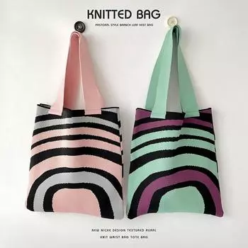 Вязаная сумка через плечо, большая вместительная сумка для покупок, женская сумка-тоут One Size
