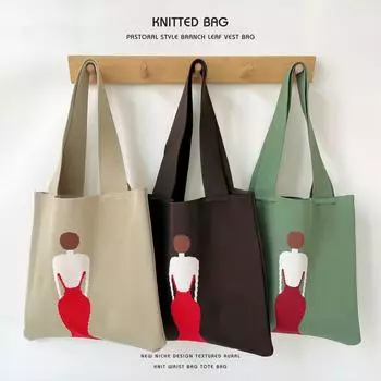 Вязаная сумка через плечо Простая сумка-тоут большой емкости One Size