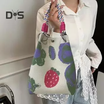 Вязаная сумка для девочек, бабочка, цветок, сумка-ведро, повседневная сумка на запястье, вязаный кошелек для шопинга, пляжа, путешествий, ежедневных прогулок Butterfly