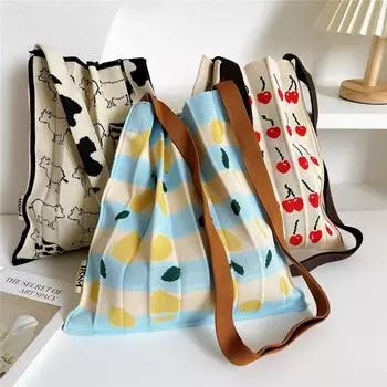 Вязаная сумка для мобильного телефона для женщин на весну и осень, симпатичная мультяшная универсальная сумка на одно плечо с диагональным поперечным ремешком, дорожный кошелек для монет, маленькая сумочка 32*75cm