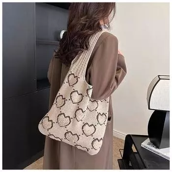 Вязаная сумка Ретро тканая сумка Сумка на плечо Модная милая ленивая стильная сумка-тоут большой емкости Все повседневное One Size синий