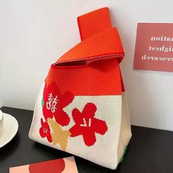 Вязаная сумка, ручная сумка, новогодняя сумка, сумка на запястье, подарочная сумка, сумка-тоут E