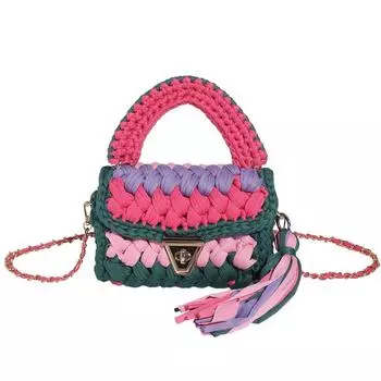 Вязаная сумка ручной работы, женская повседневная цветная сумка в клетку в широкую полоску, студенческие многоразовые сумки для телефона, вязаные сумки