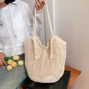 Вязаная сумка Сумка ручной работы Вязаная сумка-тоут Сумка с кисточками Сумка-тоут Вязаная сумка Ранняя весна