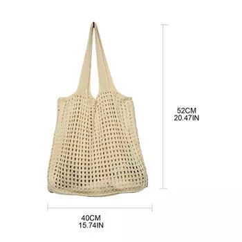 Вязаная сумка-тоут, сумки для женщин, сумка через плечо, эстетическая, повседневная, в стиле бохо, симпатичная, сумка для хранения книг горячий розовый