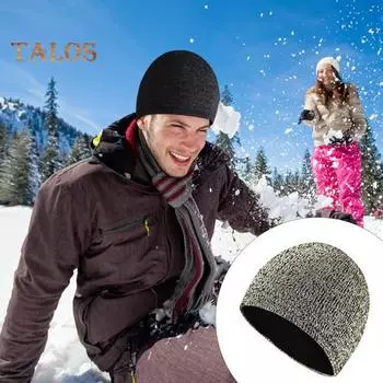 Вязаная светоотражающая шапка, ветрозащитная, высокоэластичная, купольная, двухслойная, плюшевая, с подкладкой, в уличном стиле, для ночных пробежек, предупреждающая шапка, зимний, сохраняющий тепло головной убор для чёрный